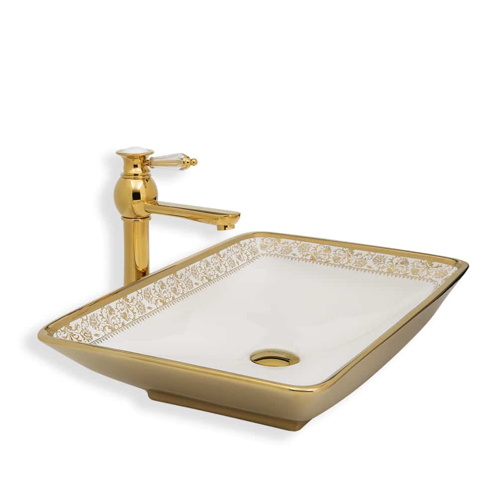 Lena E-8121 Beyaz Altın Tezgah Üstü Lavabo Lena E-8121 Beyaz Altın Tezgah Üstü Lavabo