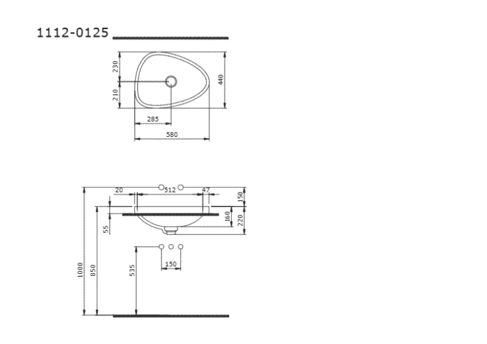 Bocchi Etna Tezgah Üstü Lavabo 58 cm Parlak Beyaz