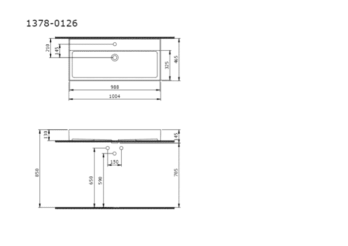 Bocchi Milano Tezgah Üstü/Asma Lavabo 100 cm Parlak Beyaz