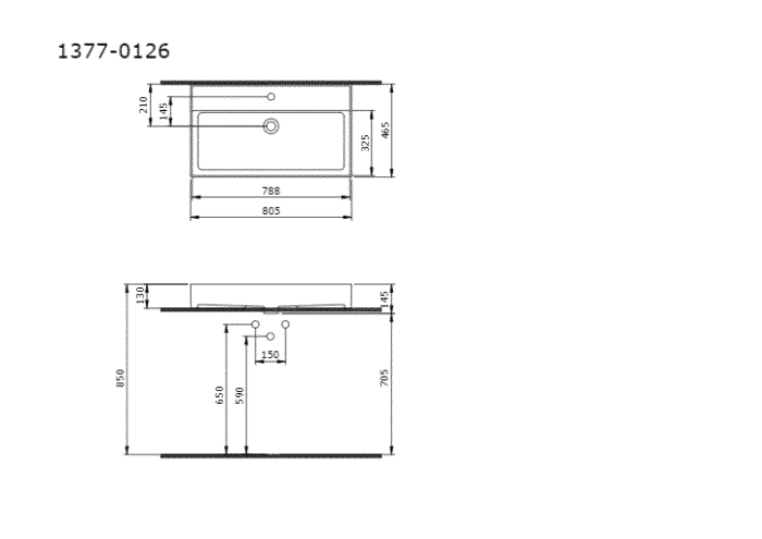 Bocchi Milano Tezgah Üstü/Asma Lavabo 80 cm Parlak Beyaz