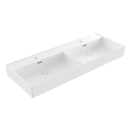 Bocchi Milano Tezgah Üstü/Asma Lavabo 120 cm Mat Beyaz - 1393-002-0132 - Çift Hazneli Lavabo