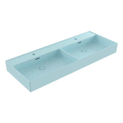 Bocchi Milano Tezgah Üstü/Asma Lavabo 120 cm Mat Buz Mavisi - 1393-029-0132 - Çift Hazneli Lavabo