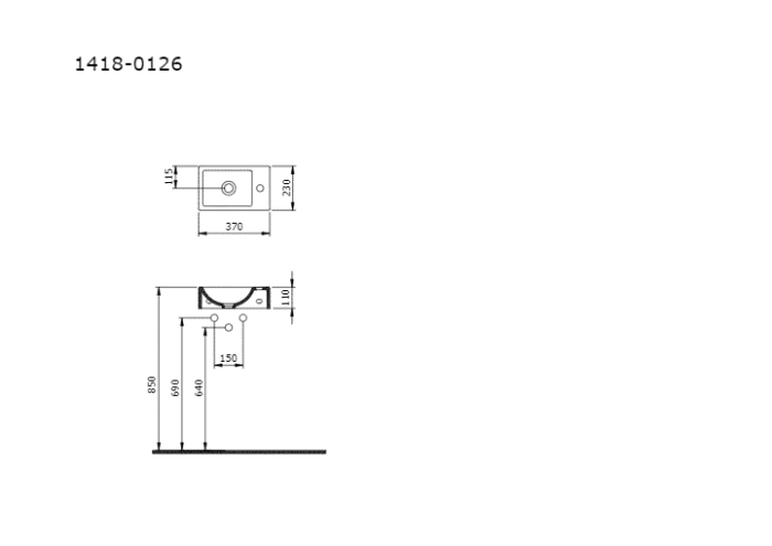 Bocchi Milano Tezgah Üstü/Asma Lavabo 37 cm Parlak Beyaz - 1418-001-0126 - Mini Lavabo - 1