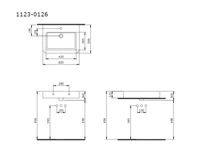 Bocchi Parma Tezgah Üstü Lavabo 65 cm Parlak Beyaz - 1123-001-0126 - Tezgah Üstü Lavabo - 2