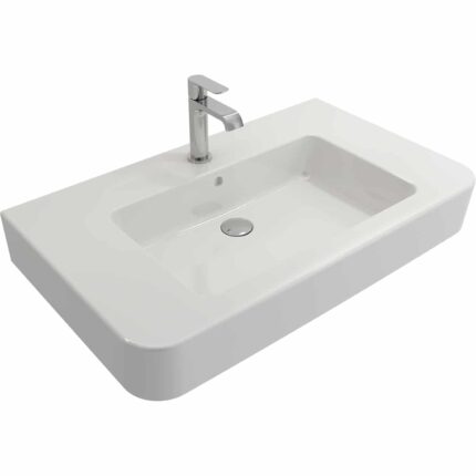 Bocchi Parma Tezgah Üstü Lavabo 85 cm Parlak Beyaz - 1124-001-0126 - Tezgah Üstü Lavabo - 1