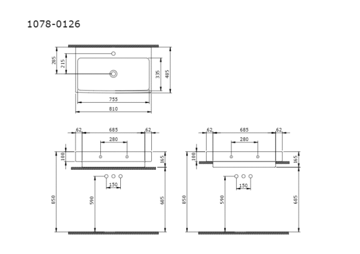 Bocchi Scala Arch Tezgah Üstü Lavabo 80 cm Parlak Beyaz - 1078-001-0126 - Tezgah Üstü Lavabo - 2
