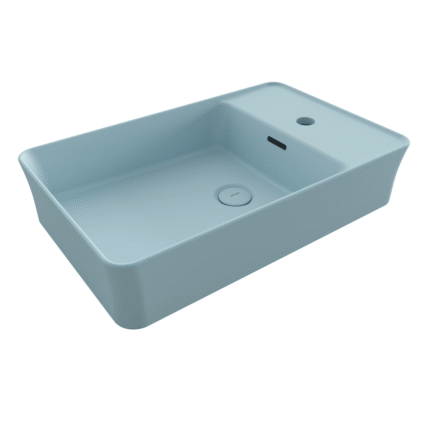 Bocchi Sottile Slim Line Tezgah Üstü Lavabo 60x38 cm Mat Buz Mavisi