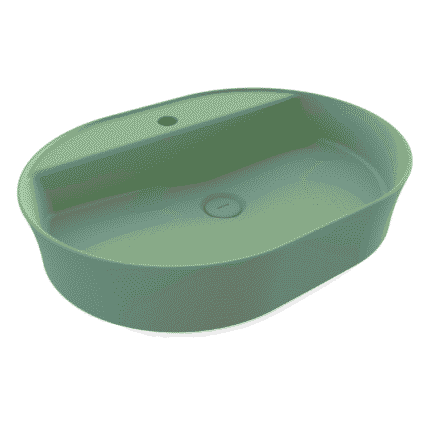 Bocchi Sottile Slim Line Tezgah Üstü Lavabo 60x45 cm Mat Mint Yeşil
