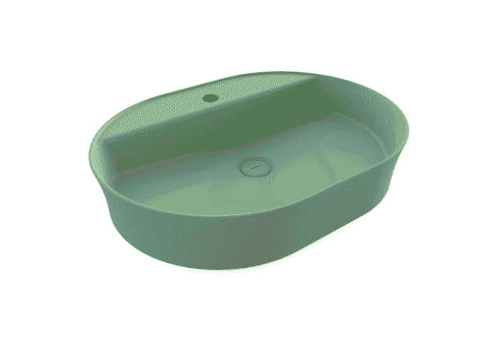Bocchi Sottile Slim Line Tezgah Üstü Lavabo 60x45 cm Mat Mint Yeşil