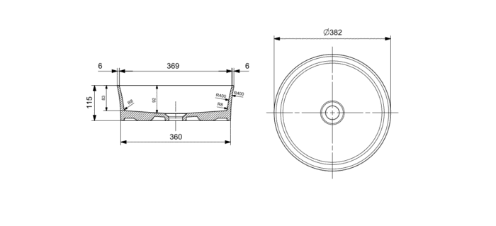 Bocchi Sottile Slim Line Tezgah Üstü Lavabo 38 cm Parlak Beyaz - 1478-001-0125 - Tezgah Üstü Lavabo - 2