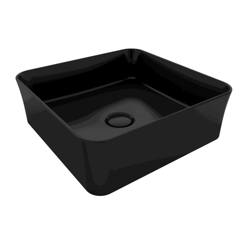 Bocchi Sottile Slim Line Tezgah Üstü Lavabo 38x38 cm Parlak Siyah - 1477-005-0125 - Tezgah Üstü Lavabo - 1