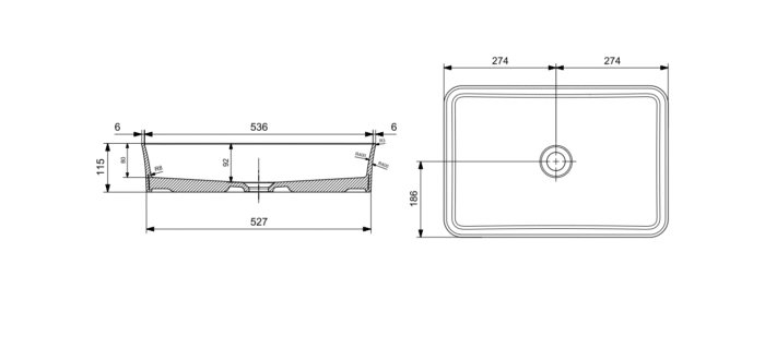 Bocchi Sottile Slim Line Tezgah Üstü Lavabo 55x38 cm Mat Somon - 1476-032-0125 - Tezgah Üstü Lavabo - 2