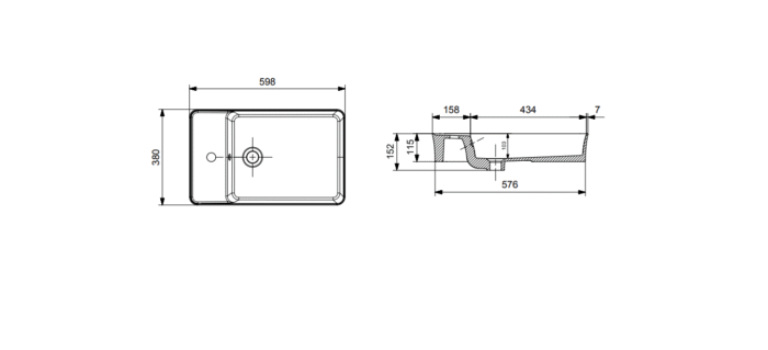 Bocchi Sottile Slim Line Tezgah Üstü Lavabo 60x38 cm Mat Beyaz - 1479-002-0126 - Tezgah Üstü Lavabo - 2