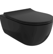 Bocchi V-Tondo Rimless Gizli Taharet Girişli Asma Klozet Mat Siyah - 1416-004-0128 - Asma Klozet - 1