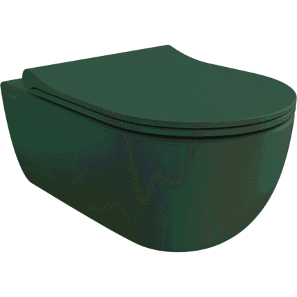 Bocchi V-Tondo Rimless Gizli Taharet Girişli Asma Klozet Mat Yeşil - 1416-027-0128 - Asma Klozet - 1