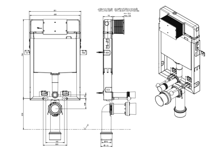 Bocchi 8,5 cm Tuğla Duvar İçi Metal Ayaksız Set 3/6 Lt - 8000-1001 - Gömme Rezervuarlar - 2