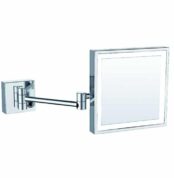 Bocchi Ayna Büyüteçli Led Işıklı Çift Kollu Kare Krom - 3056-0005 - Makyaj Aynası - 1