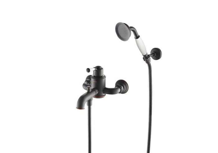 Bocchi Burlington El Duşlu Banyo Bataryası Antik Siyah - 1004-0030-AB - Banyo Bataryası - 1