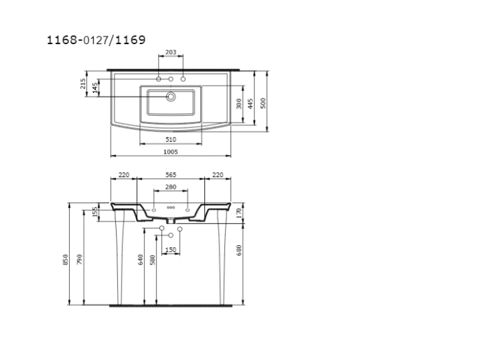 Bocchi Classico Lavita Asma Lavabo 100 cm Parlak Beyaz - 1168-001-0127 - Asma Lavabo - 1