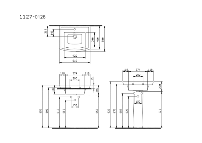 Bocchi Classico Lavita Asma Lavabo 60 cm Mat Siyah