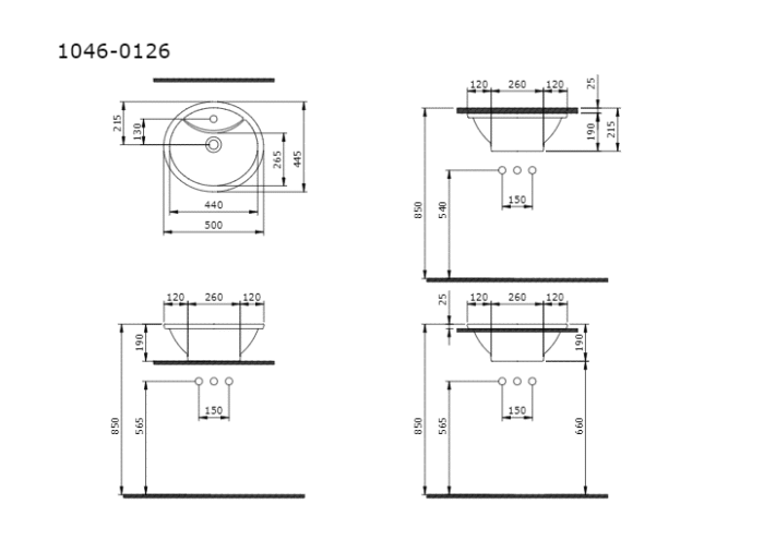Bocchi Classico Verona Çanak Lavabo 50 cm Parlak Beyaz