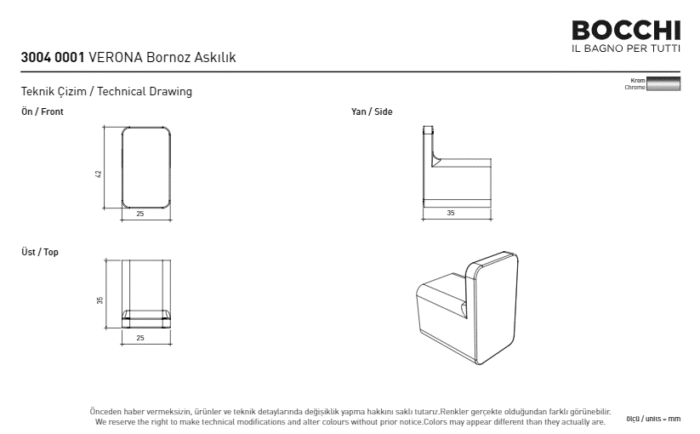 Bocchi Classico Verona Bornoz Askılığı Krom