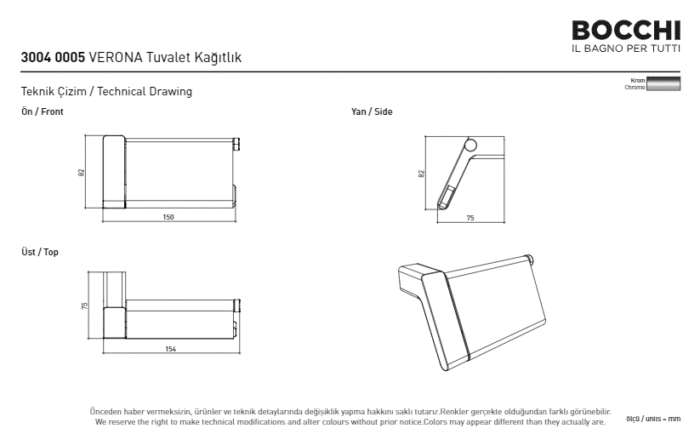 Bocchi Classico Verona Tuvalet Kağıtlığı - Kapaklı Krom - 3004-0005 - Tuvalet Kağıtlık - 2