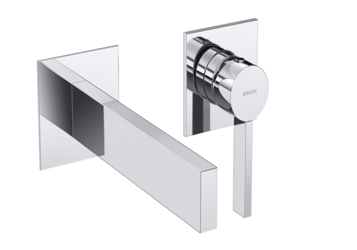 Bocchi Cube Tek Kumandalı Çift Delikli Ankstre Lavabo Bataryası Krom - 1015-0044 - Ankastre Lavabo Bataryası - 1