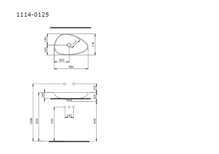 Bocchi Etna Çanak Lavabo 58 cm Parlak Beyaz