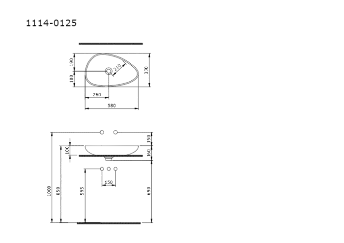 Bocchi Etna Çanak Lavabo 58 cm Parlak Beyaz - 1114-001-0125 - Çanak Lavabo - 2