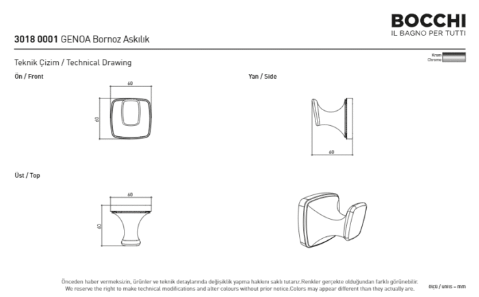 Bocchi Genoa Bornoz Askılığı Krom