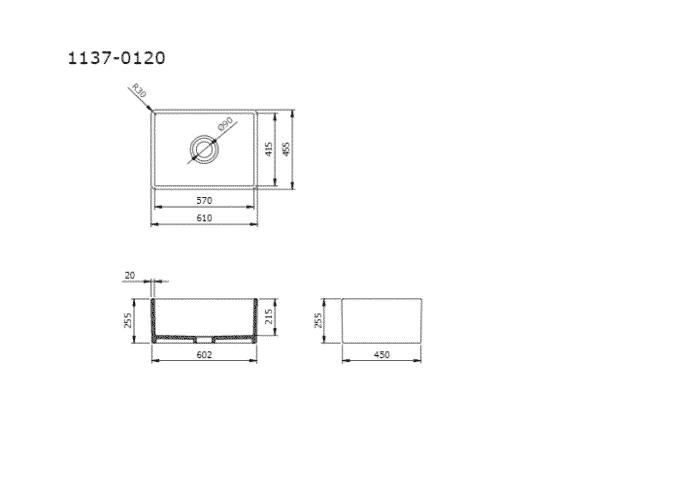 Bocchi Lavello Mutfak Eviyesi 60 cm Parlak Siyah