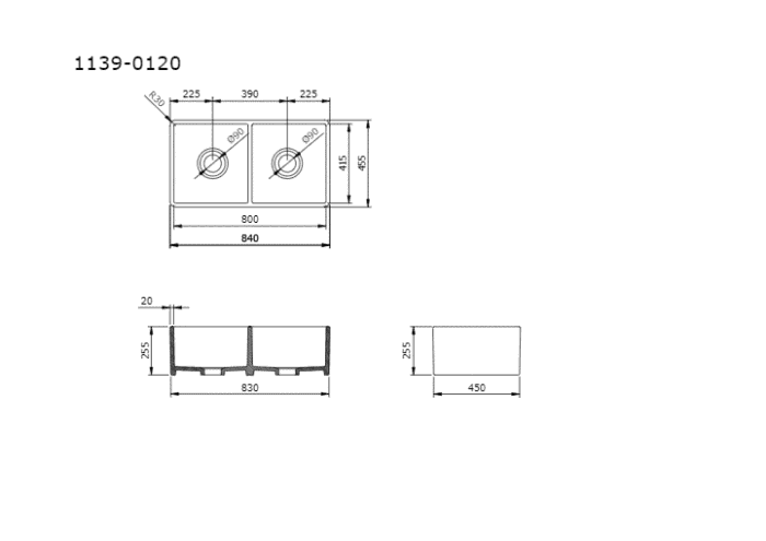 Bocchi Lavello Mutfak Eviyesi 84 cm Mat Gri - 1139-006-0120-03 - Seramik Mutfak Eviyeleri - 1