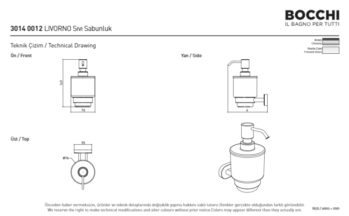 Bocchi Livorno Sıvı Sabunluk Krom