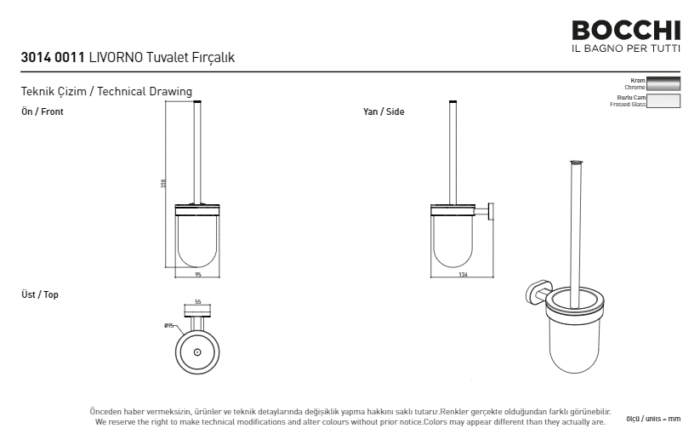 Bocchi Livorno Tuvalet Fırçalığı Krom