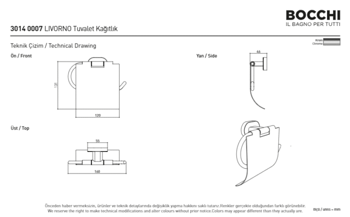 Bocchi Livorno Tuvalet Kağıtlığı Krom - 3014-0007 - Tuvalet Kağıtlık - 2