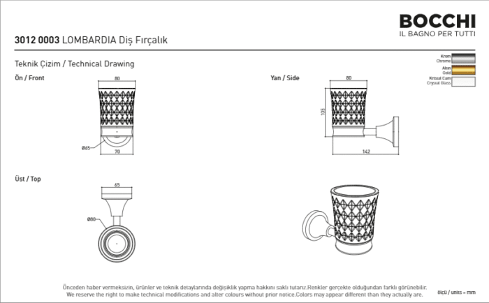 Bocchi Nuova Lombardia Diş Fırçalığı Krom - 3022-0003 - Diş Fırçalık - 2