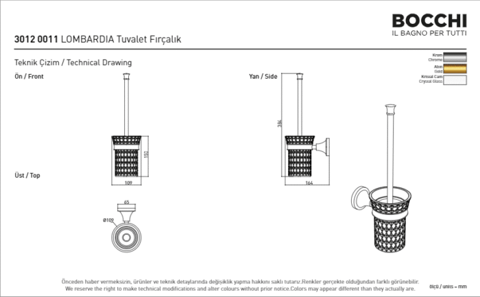 Bocchi Nuova Lombardia Tuvalet Fırçalığı Krom - 3022-0011 - Klozet Temizleme Fırçası - 2