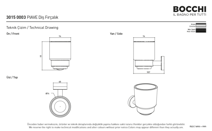Bocchi Piave Diş Fırçalığı Mat Siyah - 3015-0003-AB - Diş Fırçalık - 2