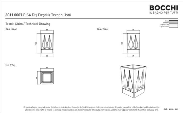 Bocchi Pisa Diş Fırçalığı Tezgah Üstü Krom - 3011-0007 - Diş Fırçalık - 2