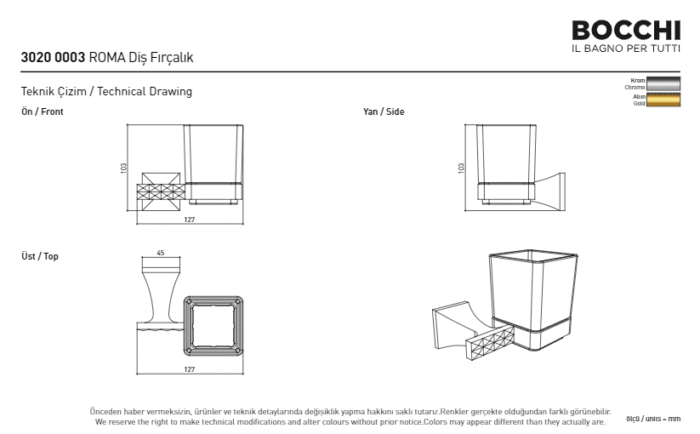 Bocchi Roma Diş Fırçalığı Altın