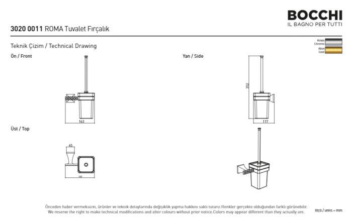 Bocchi Roma Tuvalet Fırçalığı Altın