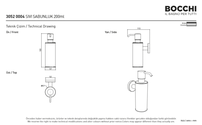 Bocchi Sıvı Sabunluk Sıvı Sabunluk 200 ml Krom