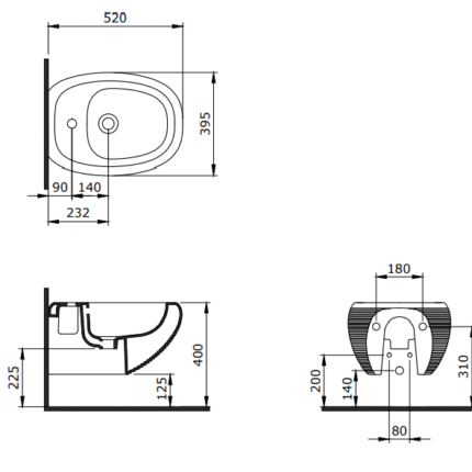 Bocchi Strata Asma Bide Parlak Beyaz - 1413-001-0120 - Bideler (Abdestlik) - 2