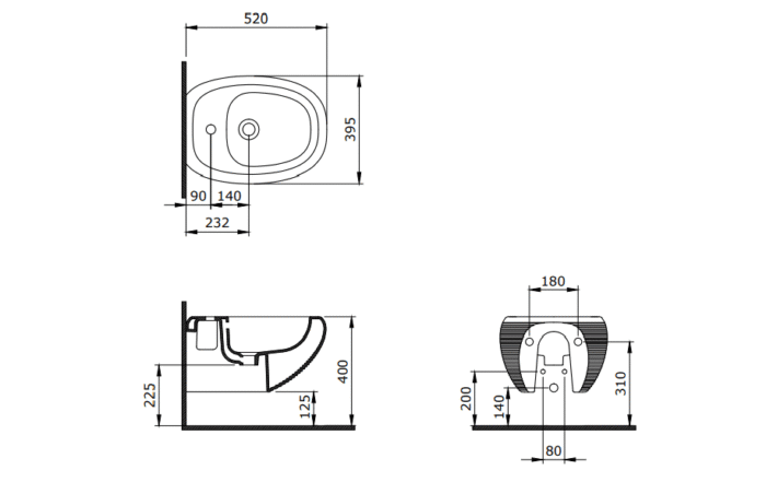 Bocchi Strata Asma Bide Parlak Beyaz - 1413-001-0120 - Bideler (Abdestlik) - 2