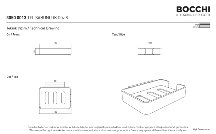 Bocchi Tel Sabunluk Düz S Tel Sabunluk Düz Krom - 3050-0013 - Tel Sabunluk - 2