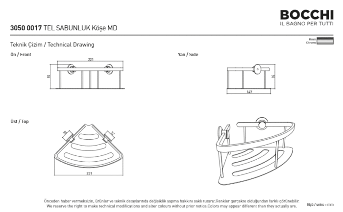 Bocchi Tel Sabunluk Köşe MD Tel Sabunluk Köşe Krom - 3050-0010 - Tel Sabunluk - 2