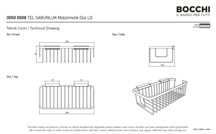 Bocchi Tel Sabunluk Malzemelik Düz LD Tel Sabunluk Malzemelik Düz Krom