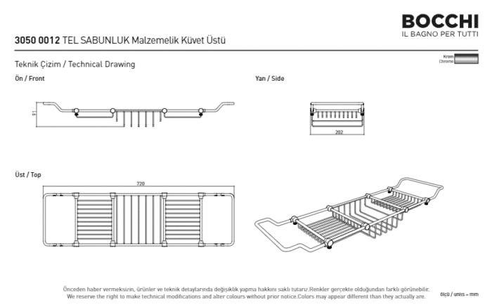 Bocchi Tel Sabunluk Malzemelik Küvet Üstü Krom - 3050-0012 - Malzemelik - 2