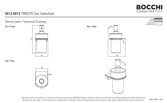 Bocchi Trieste Sıvı Sabunluk Krom